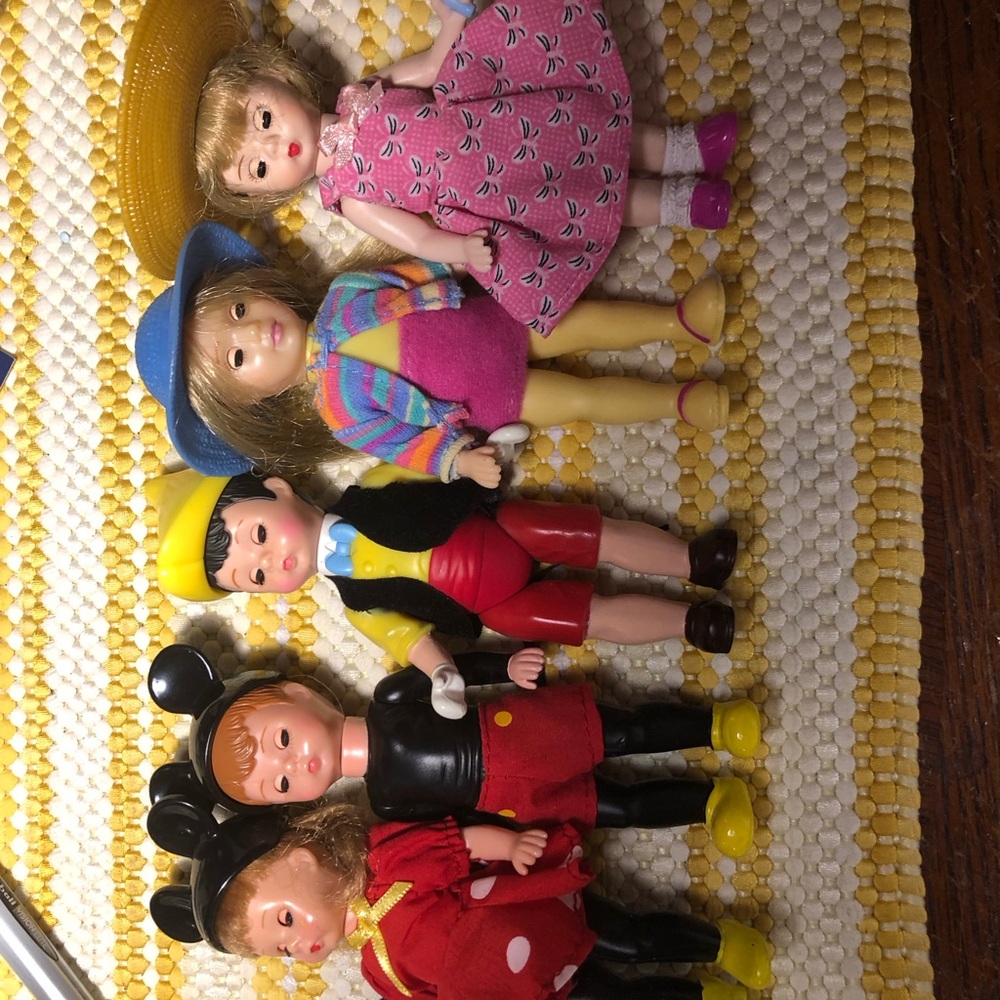 5 Alexander 5” Dolls Minnie Micky Mouse Pinocchio 2 Girls Mc Donald’s 2004 lot